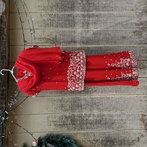 Shiny Red Party outfit pant and top